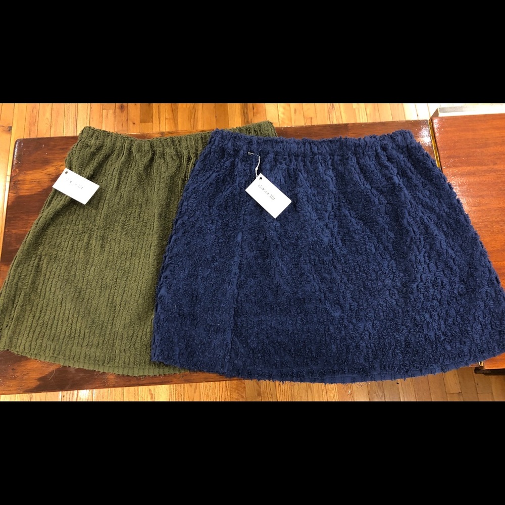 🍂 NWT Skirts soft chenille fabric blue green L